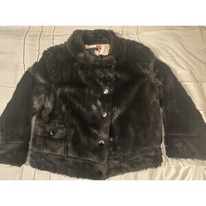 Marc By Marc Jacobs Faux Fur Brown Moto Coat - Snap Closures  - Sz Large